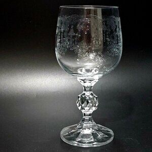 Import Assoc Cascade Wine Glass 5.75" etched crystal romantic floral glassware